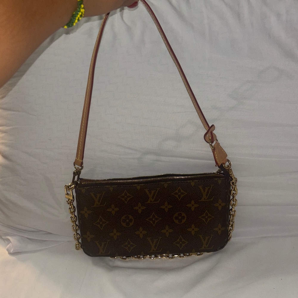 Louis Vuitton Dark Brown Monogram Shoulder Bag Authentic